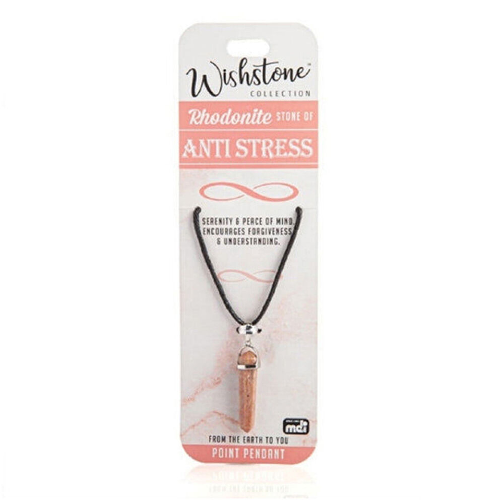 Wishstone Rhodonite Point Pendant Necklace Women's Jewellery 1x18x1cm