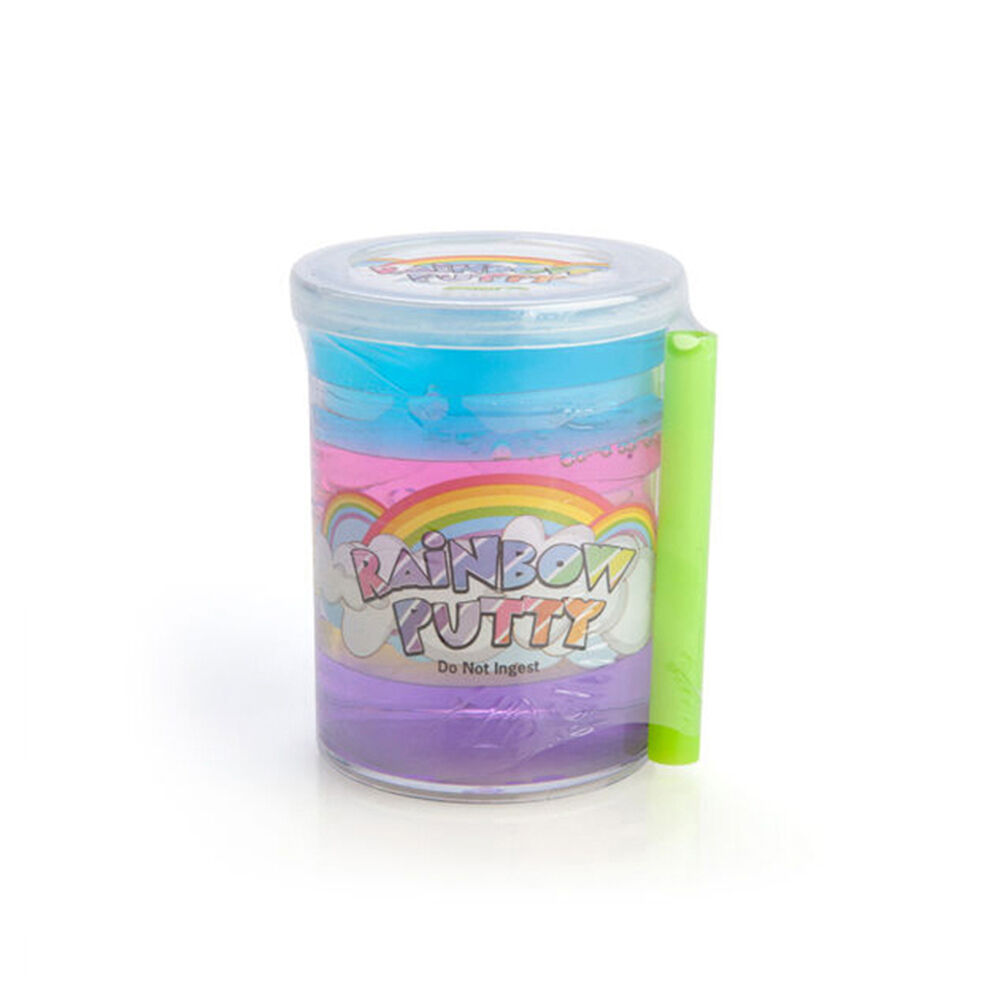 6PK MDI Multi-Colour Rainbow Putty Slime Jar Kids Toy 5.9x5.9x7.6cm Assorted