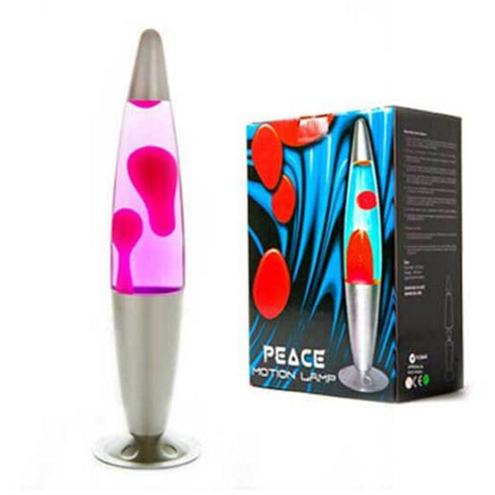 MDI Peace Motion Lamp Lava Bedroom Night Light Decor 10x41cm Silver/Pink
