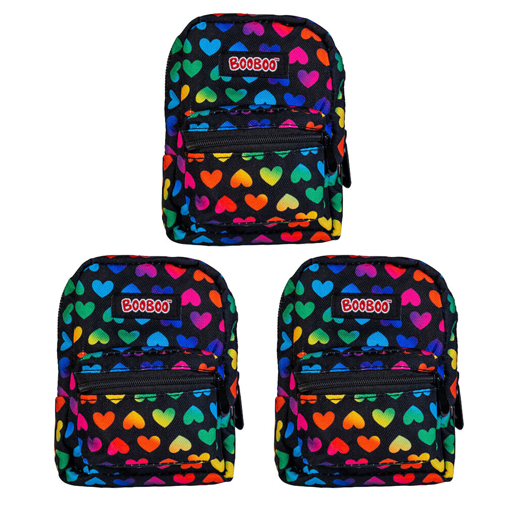 3PK MDI BooBoo Backpack Minis Heart Black Mini Bag 11x15cm 3y+