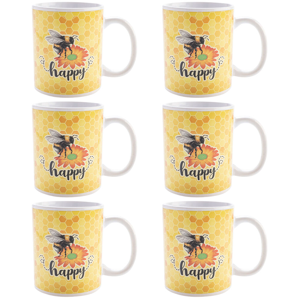 6PK Joybee Ceramic Coffee Mug Drinkware 115x95mm - Bee Happy