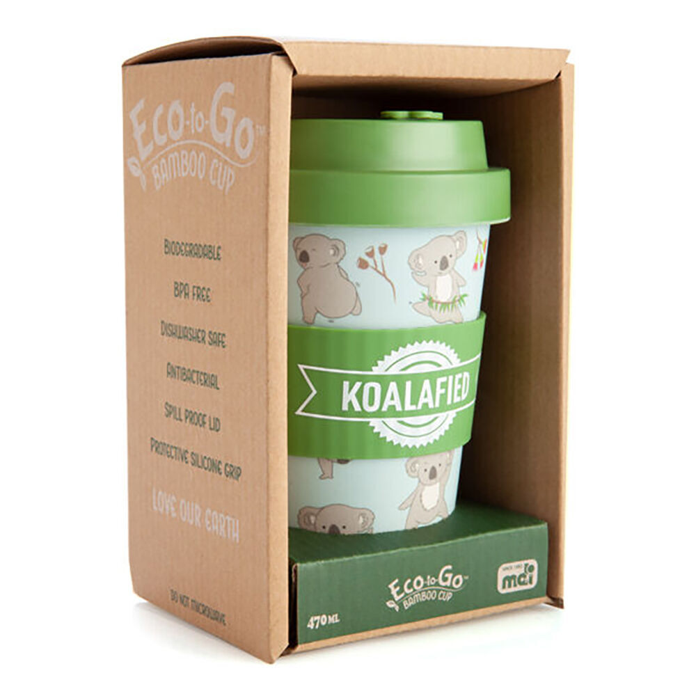 2PK Outback Mates Eco-To-Go Bamboo 470ml Travel Cup 6.5x14.5cm Koala