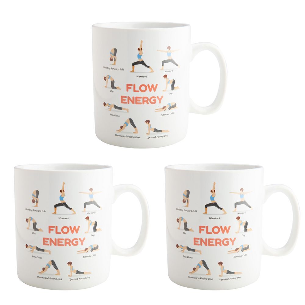 3PK MDI Giant Mug Yoga Drinkware Coffee Mug w/ Handle White