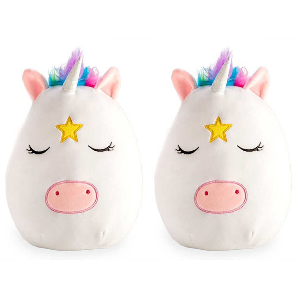 2PK Smooshos Pal Cushion Plush Stuffed Animal Pillow Unicorn 22x16cm White