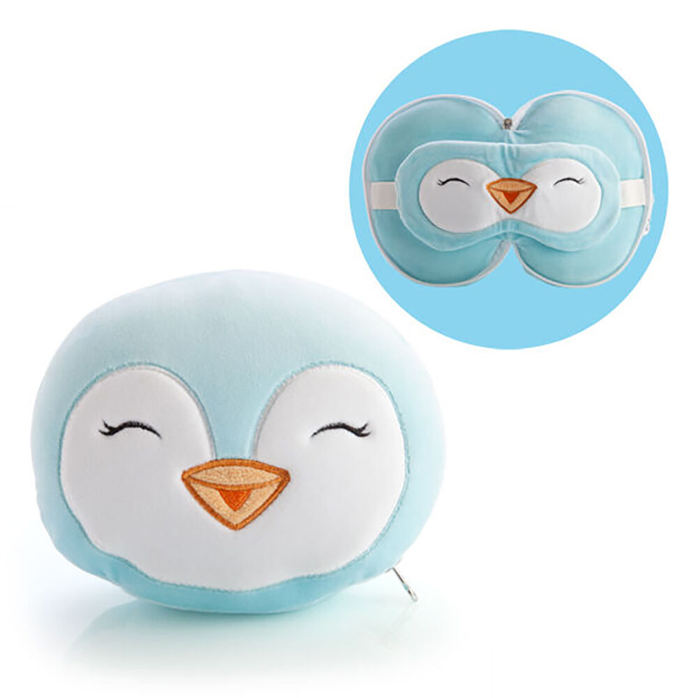 Smooshos Pal Travel 2-in-1 Eye Mask Neck Pillow Penguin 17x15cm Blue