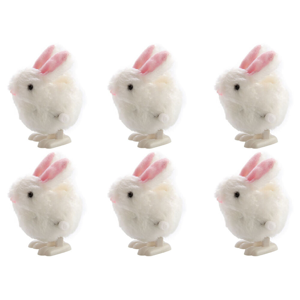 6PK Furever Pets Wind Up Soft Plush Jumping Toys Kids/Children Bunny White
