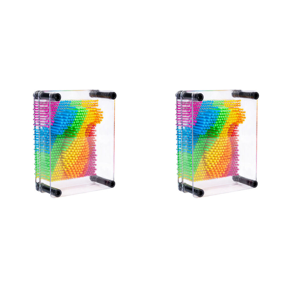 2PK MDI Bright Rainbow 3D Push Pin Art Small Kids Desktop Toy 12.5x9x6.5cm