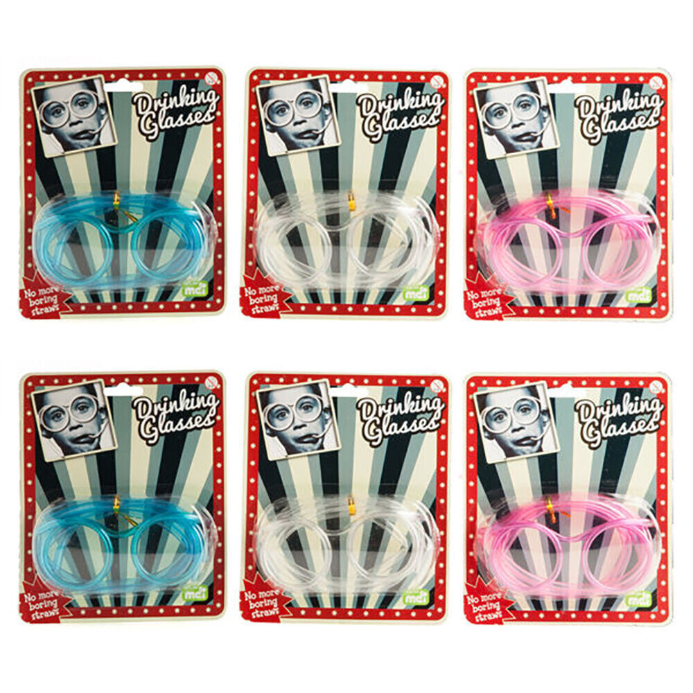 6PK MDI Drinking Glasses Novelty Straw Party Accessory 13x9cm Assorted