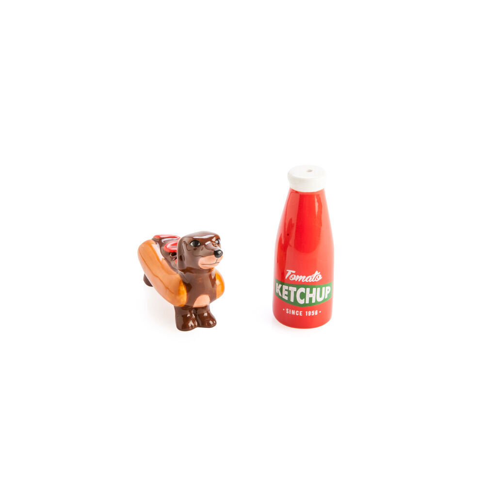 2pc Flavour Mates 3D Salt & Pepper Shaker Set 11x11x5.5cm Sausage Dog Ketchup