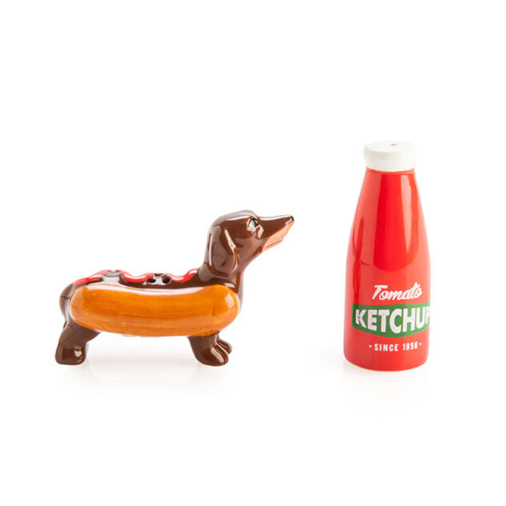 2x 2pc Flavour Mates Salt & Pepper Shaker Set 11x11x5.5cm Sausage Dog Ketchup