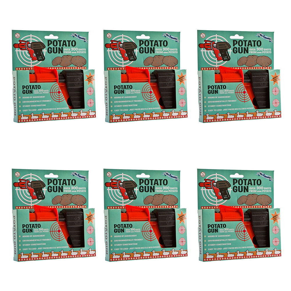 6PK MDI Classic Sturdy Potato Spud Shooter Gun Toy 17x2.5x10.5cm Black/Red