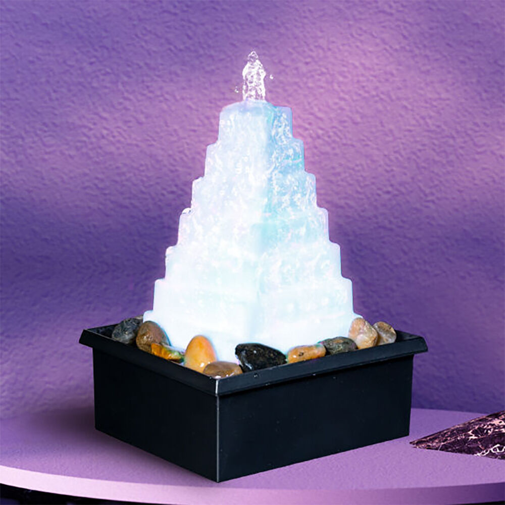 MDI LED Fountain Pyramid Rocks Tabletop Water Light Decor 11.4x15.3cm