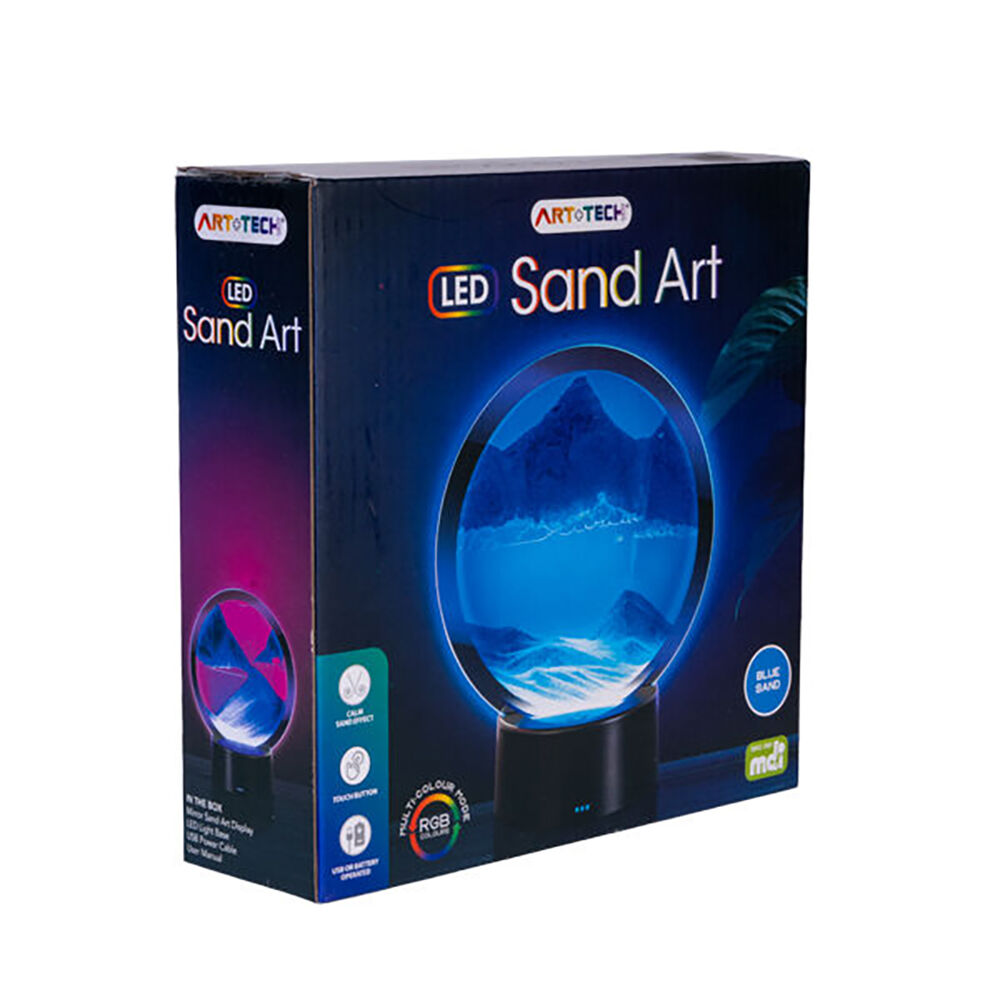 Art + Tech LED Sand Art Motion Display Relaxing Desk Decor 16x19cm - Blue