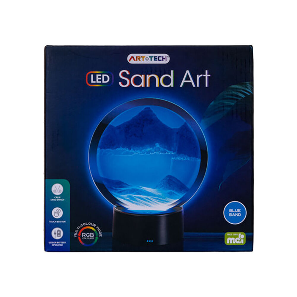Art + Tech LED Sand Art Motion Display Relaxing Desk Decor 16x19cm - Blue