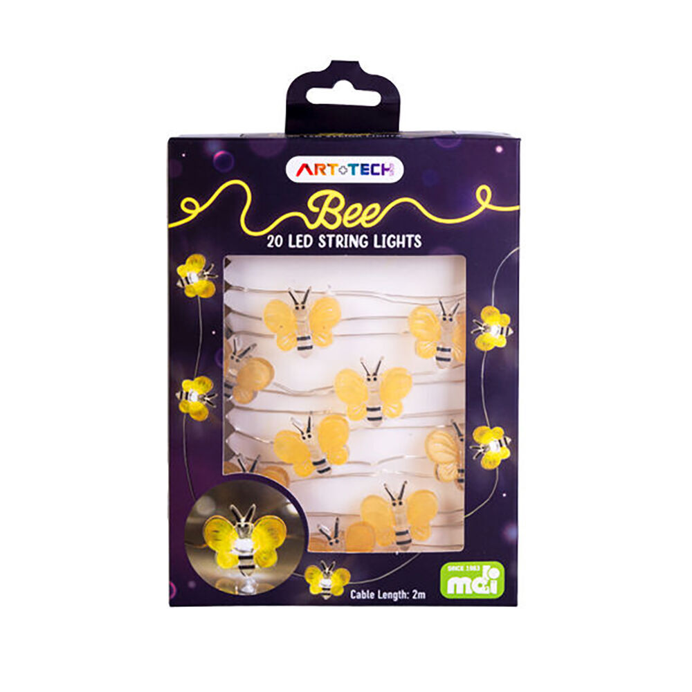 3PK Art + Tech LED String Light Bee Themed Room Decor Party Display 23.8x3.5cm