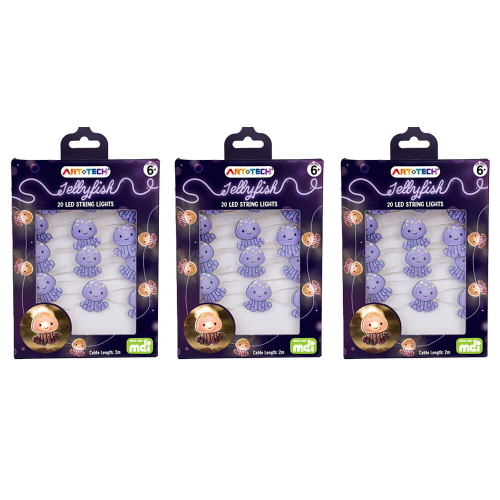 3PK Art + Tech LED String Light Jellyfish Ocean Theme Room Decor 23.8x3.5cm