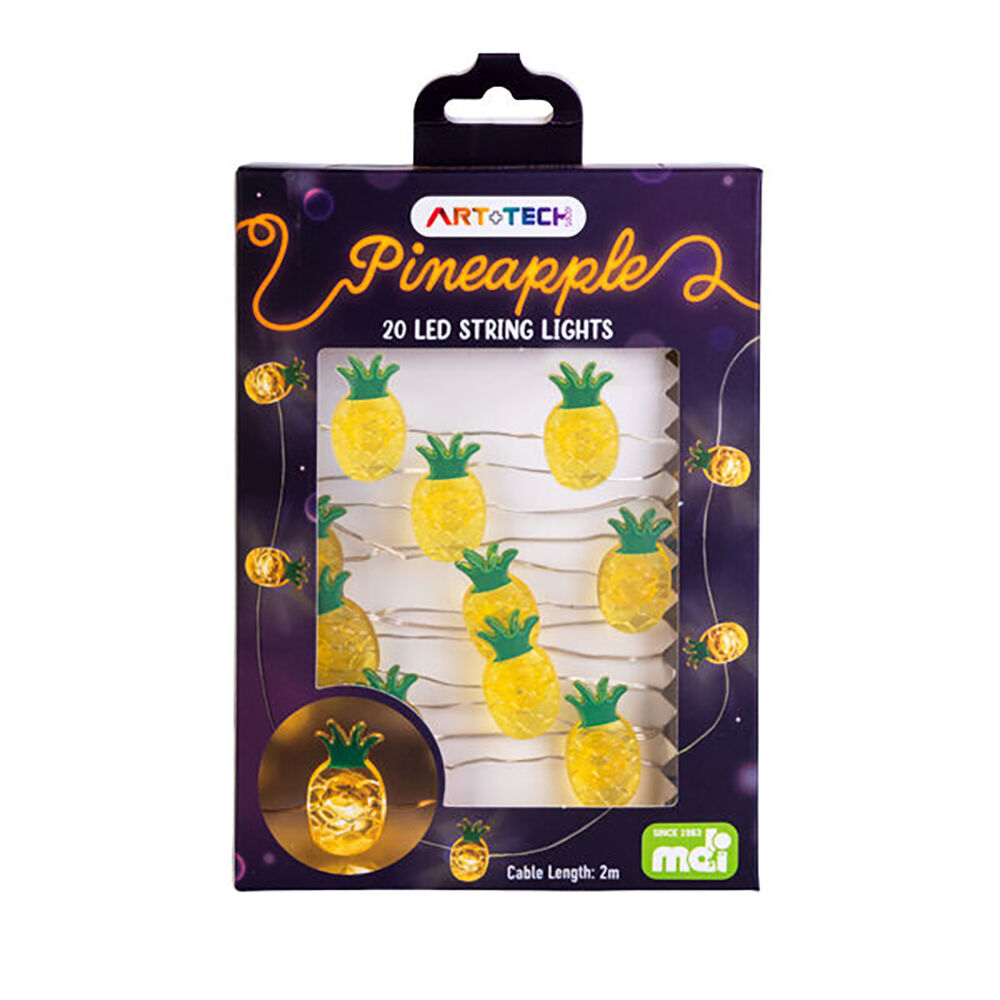 3PK Art + Tech LED String Light Pineapple Tropical Party Room Decor 23.8x3.5cm