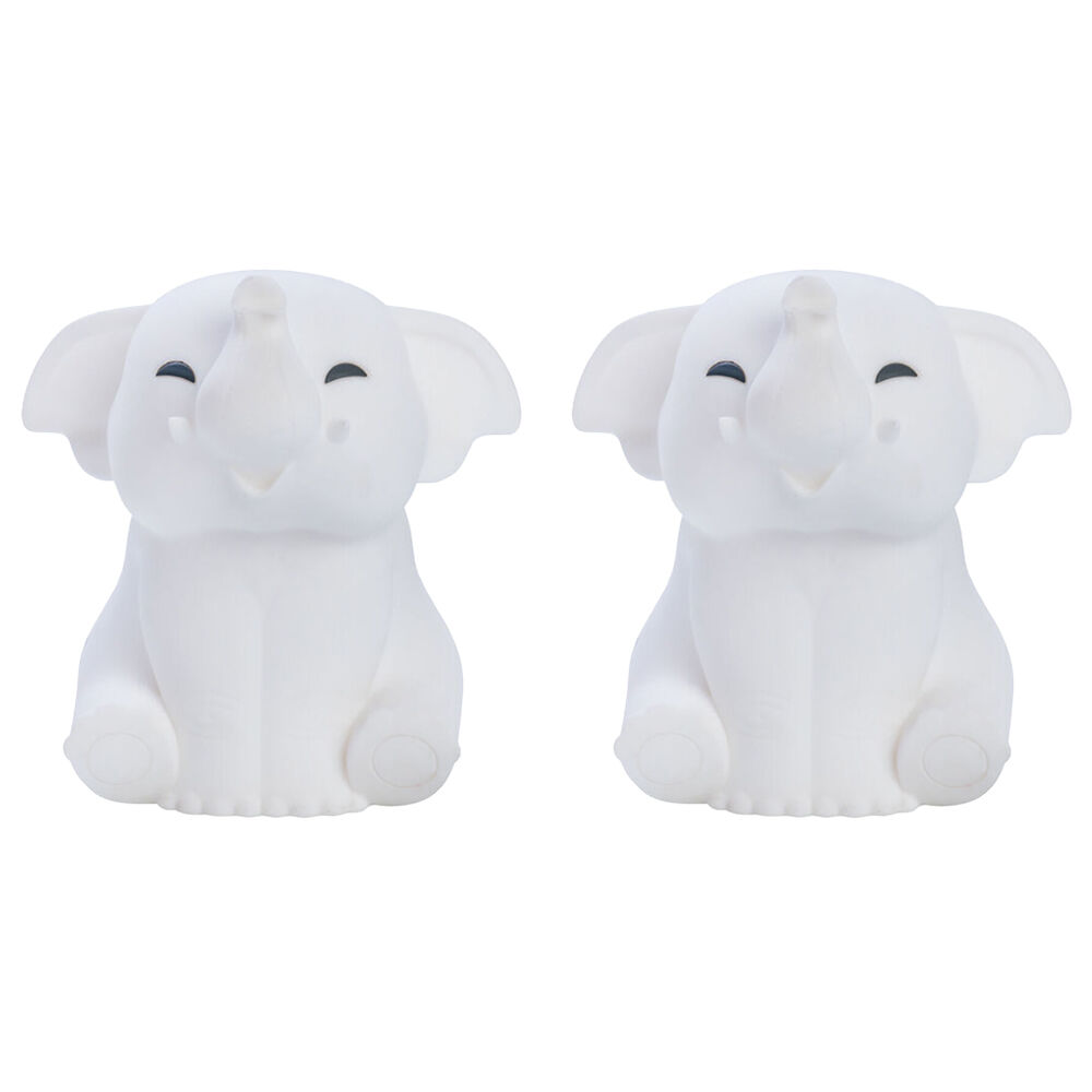2PK Lil Dreamers Silicone Touch Led Lamp Light Kids Room Decor White - Elephant