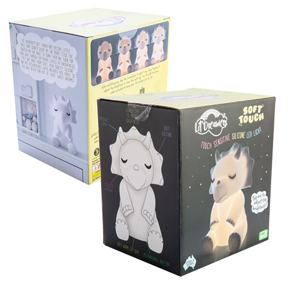 Lil Dreamers Silicone Touch Led Lamp Light Room Decor White - Triceratops
