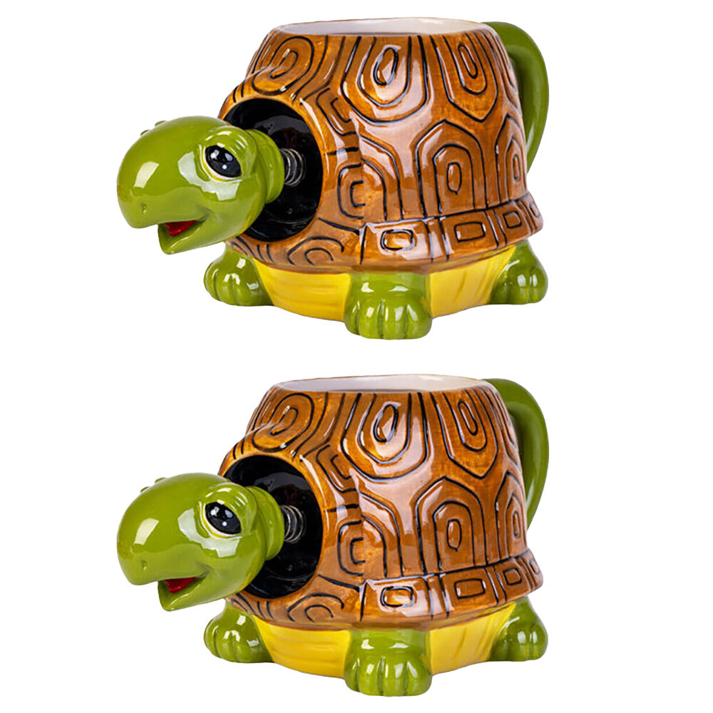 2PK Aquaworld 3D Turtle Bobble Head Ceramic Mug 17x13cm