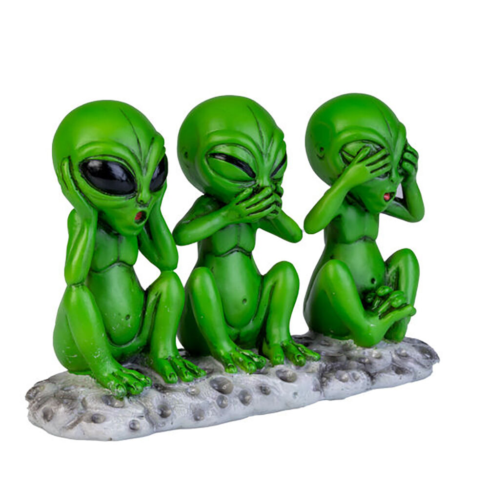 3 Wise Aliens Polyresin Figurine Home Decor 16x10cm - Green