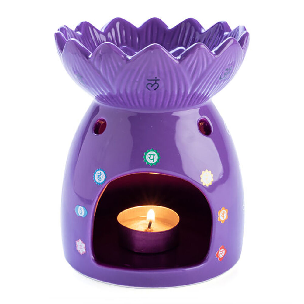 Wild Scents Oil Burner Chakra Wax Melts Candle Holder 12.2x14cm Purple