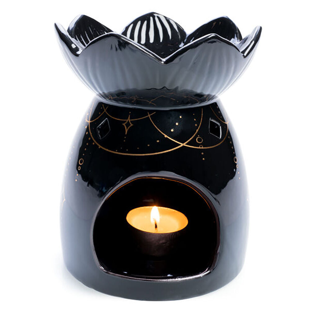Wild Scents Oil Burner Hamsa Wax Melts Candle Holder Decor 12.2x14cm Black