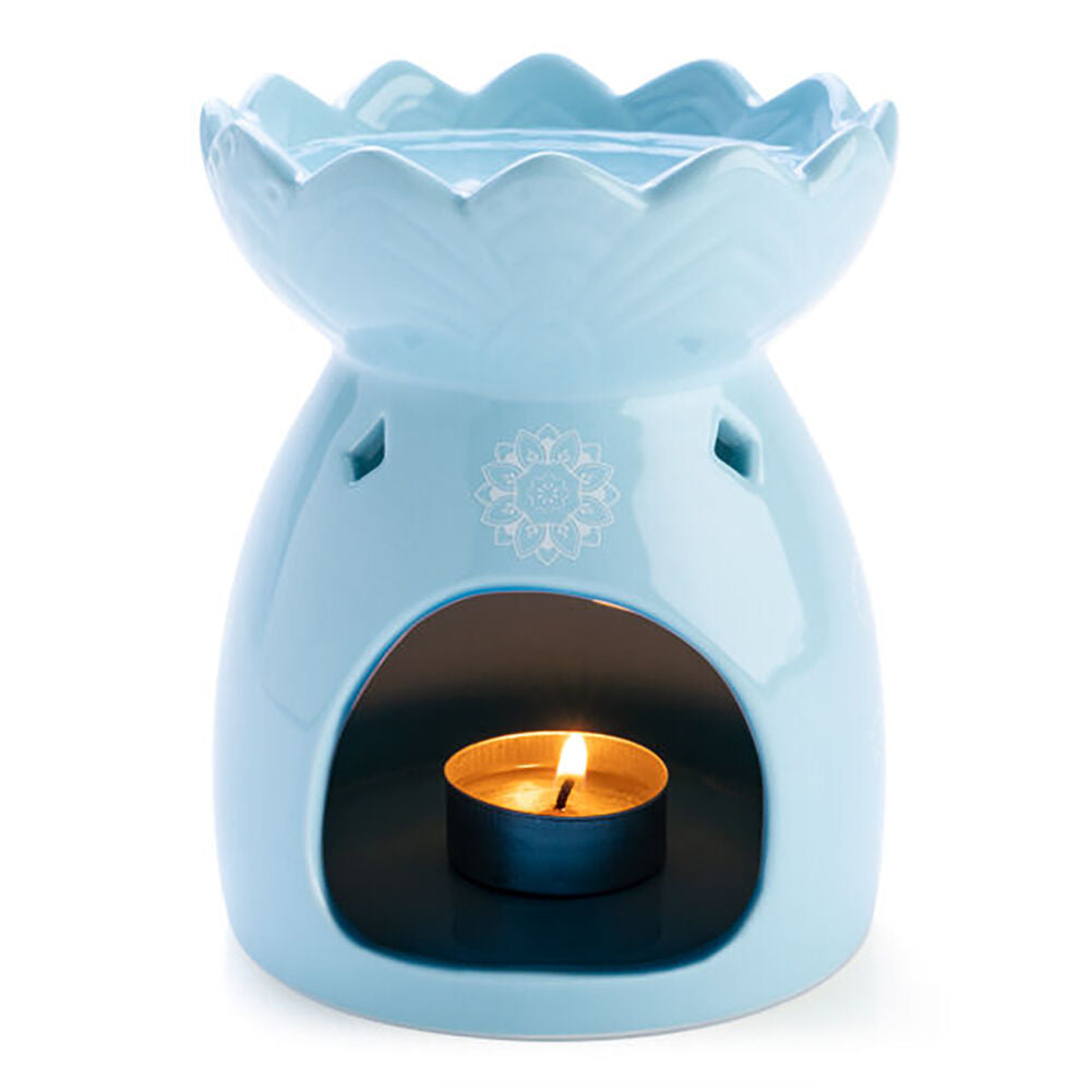 Wild Scents Oil Burner Mandala Wax Tealight Candle Holder 12.2x14cm Blue