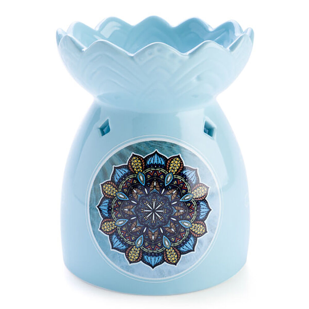 Wild Scents Oil Burner Mandala Wax Tealight Candle Holder 12.2x14cm Blue