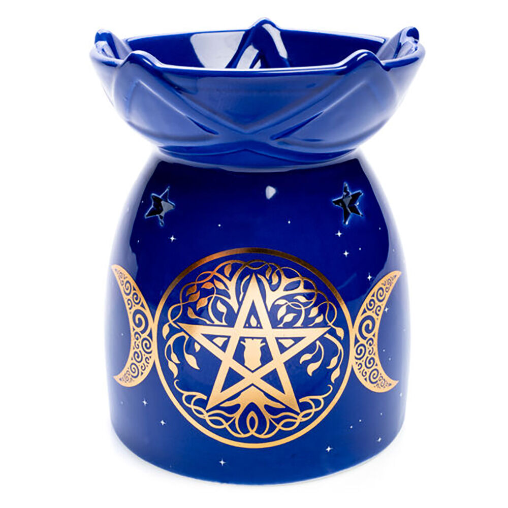 Wild Scents Oil Burner Pentacle Wax Melts Candle Holder 12.2x14cm Blue
