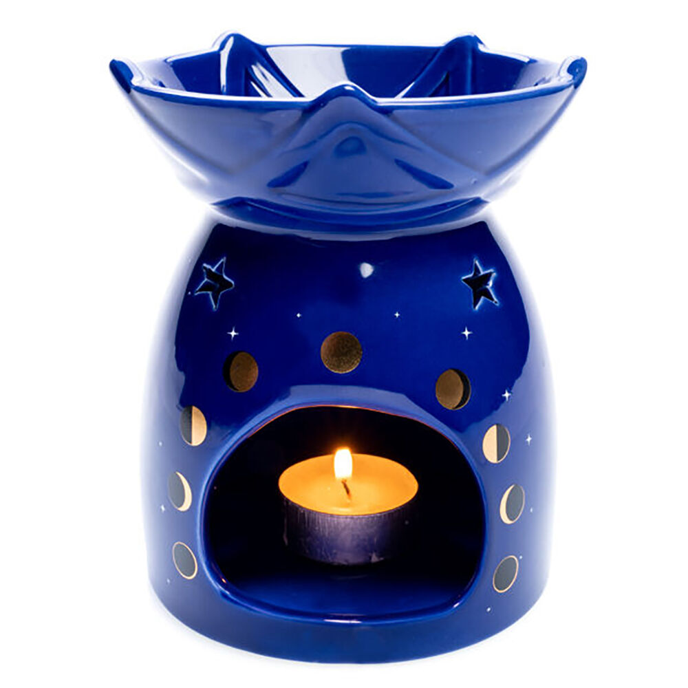 Wild Scents Oil Burner Pentacle Wax Melts Candle Holder 12.2x14cm Blue