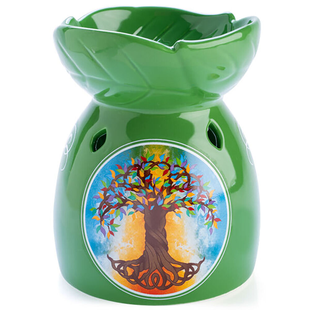 3PK Wild Scents Oil Burner Tree of Life Wax Melts Candle Holder 12.2x14cm Green