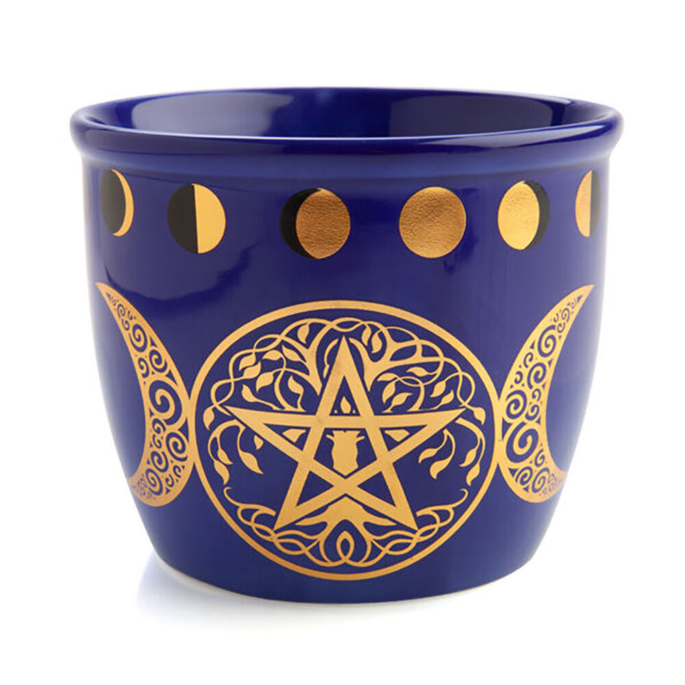 3PK MDI Smudge Bowl Sage/Incense Burner Ceramic Pentacle 12.5x10.5cm Blue