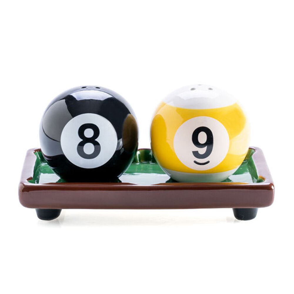 2x 2pc Flavour Mates Salt & Pepper Shaker Set 14.7x7.8x7.5cm 8-Ball Pool Balls