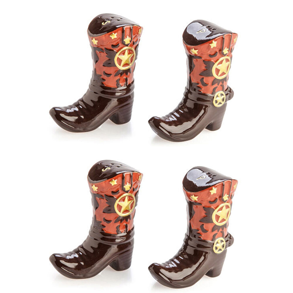 2x 2pc Flavour Mates 3D Salt & Pepper Shaker Set 9.5x4.3x8.5cm Cowboy Boots