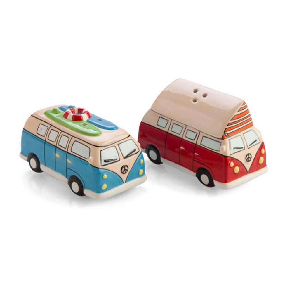 2x 2pc Flavour Mates 3D Salt & Pepper Spice Shaker Duo Set Blue/Red Combi Vans