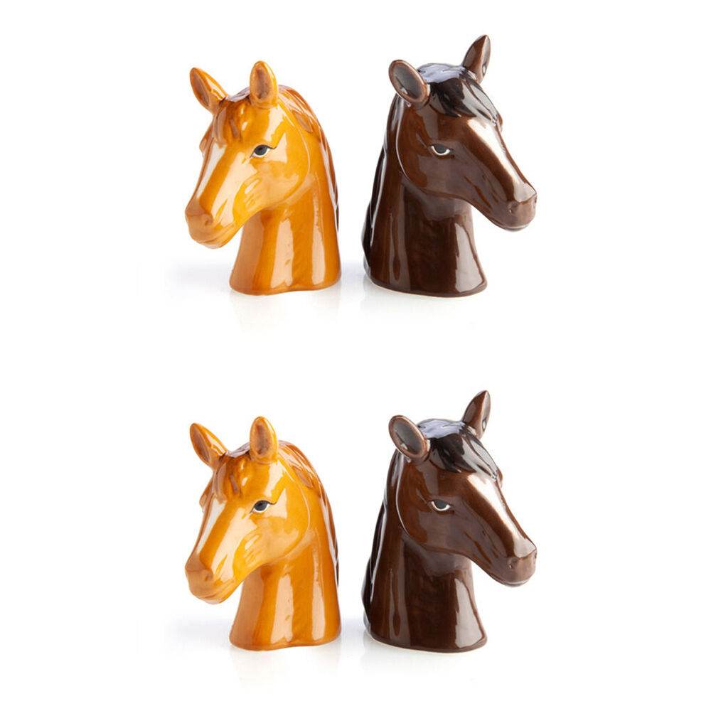 2x 2pc Flavour Mates 3D Salt & Pepper Shaker Duo Set 7.5x4x8.5cm Horse Heads