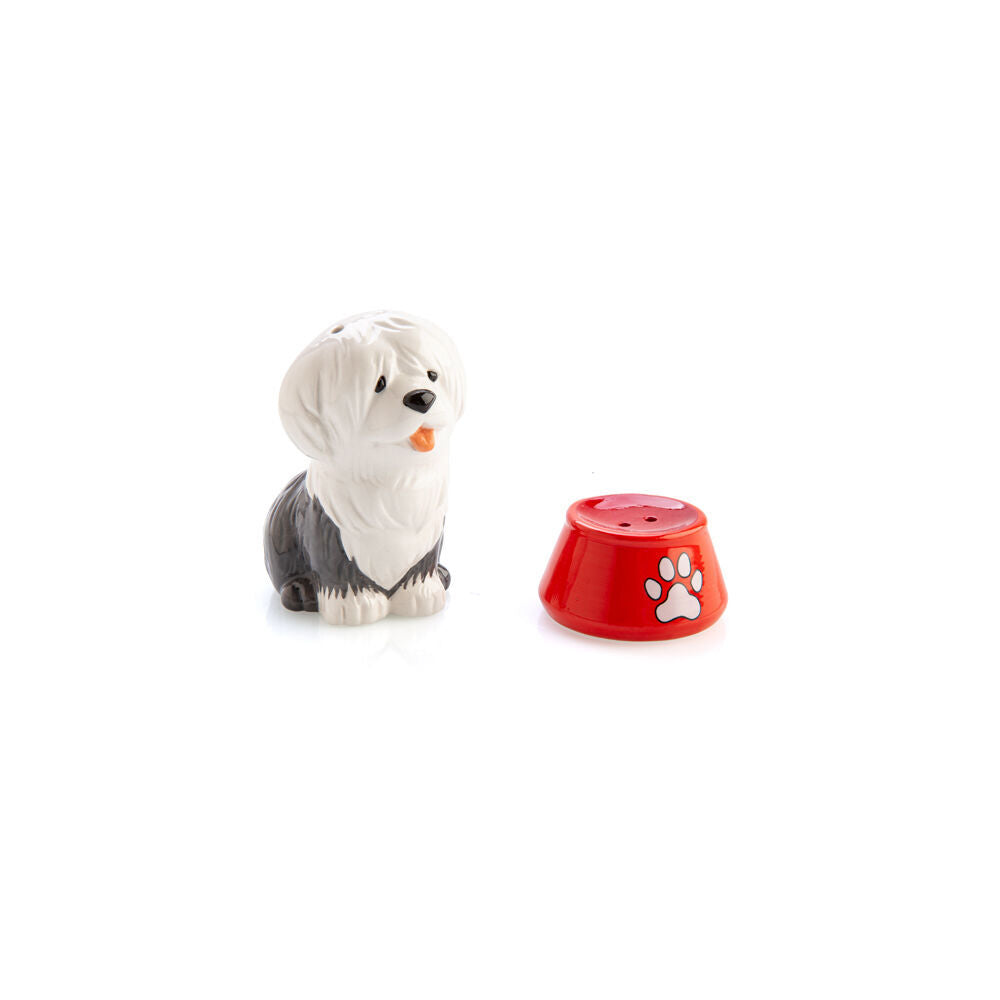 2pc Flavour Mates 3D Salt & Pepper Shaker Set 11.5x5.5x8.5cm Sheepdog w/ Bowl