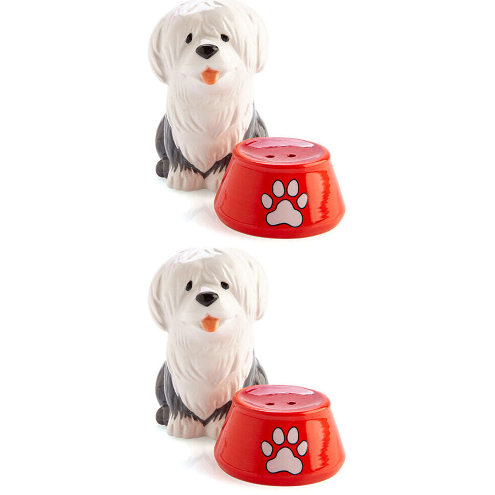 2x 2pc Flavour Mates Salt & Pepper Shaker Set 11.5x5.5x8.5cm Sheepdog w/ Bowl