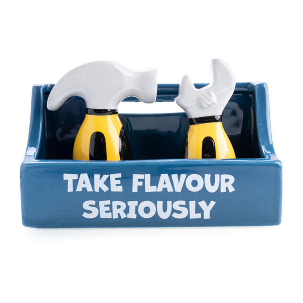 2x 2pc Flavour Mates Salt & Pepper Shaker Set 15.2x7x11cm Tradie Toolbox Holder
