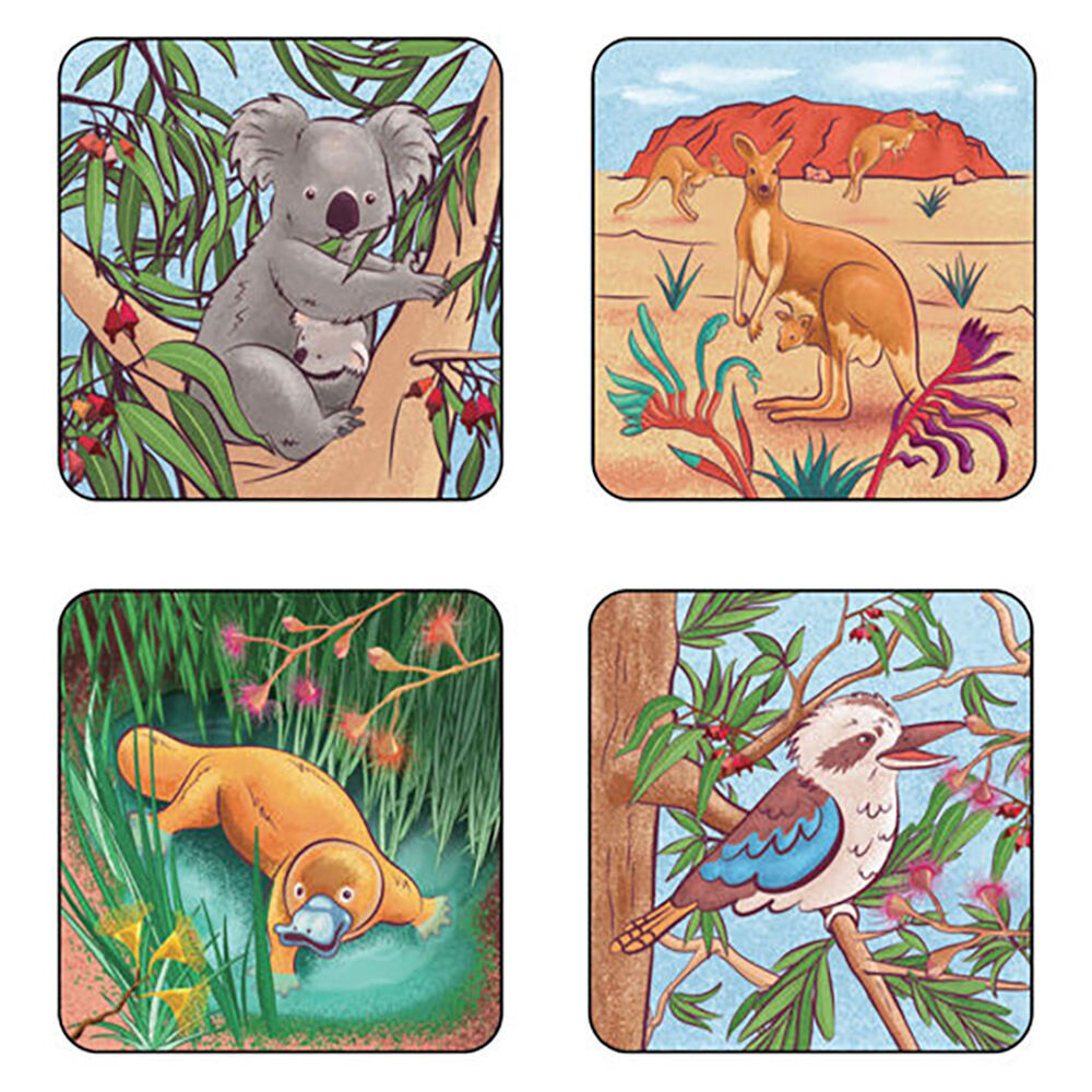 3x 4pc MDI Cork-Backed Drink Coasters Set Square Australiana Animals