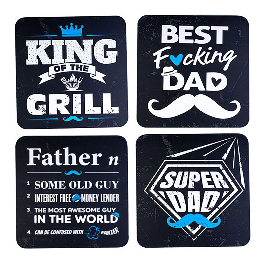 3x 4pc MDI Cork-Backed Drink Coasters Set Square Dad Father's Day