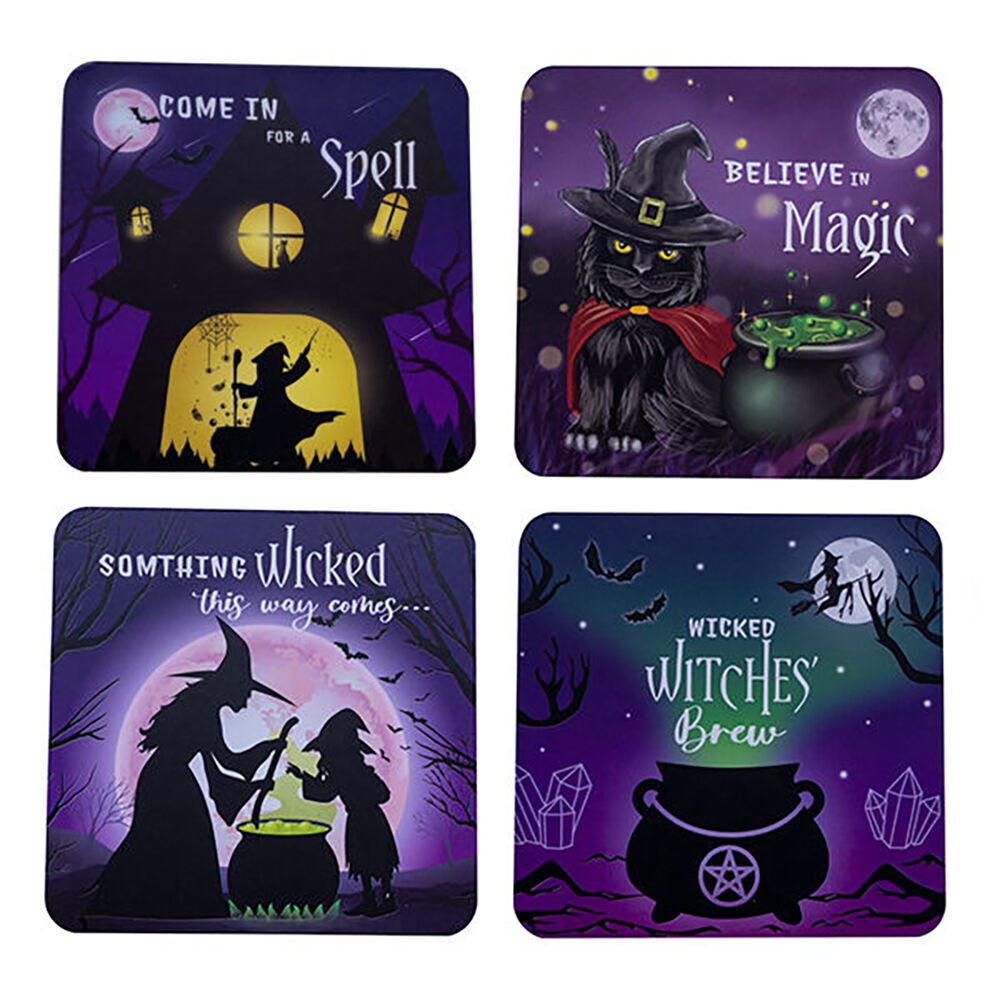 3x 4pc Mystical Worlds Cork-Backed Drink Coasters Set Square Wicked