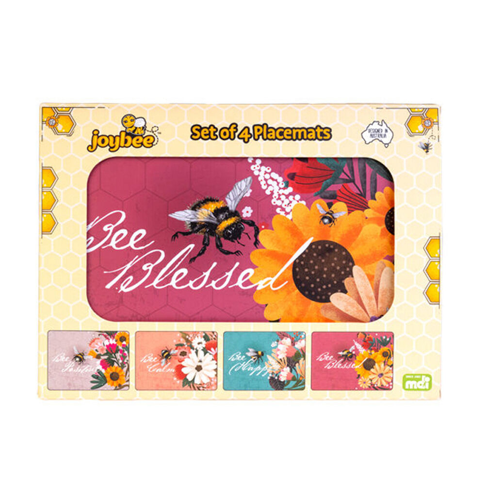 3x 4pc MDI Cord-Backed Heat-Resistant Placemat Set 29x21.5x0.5cm Joybee Bee
