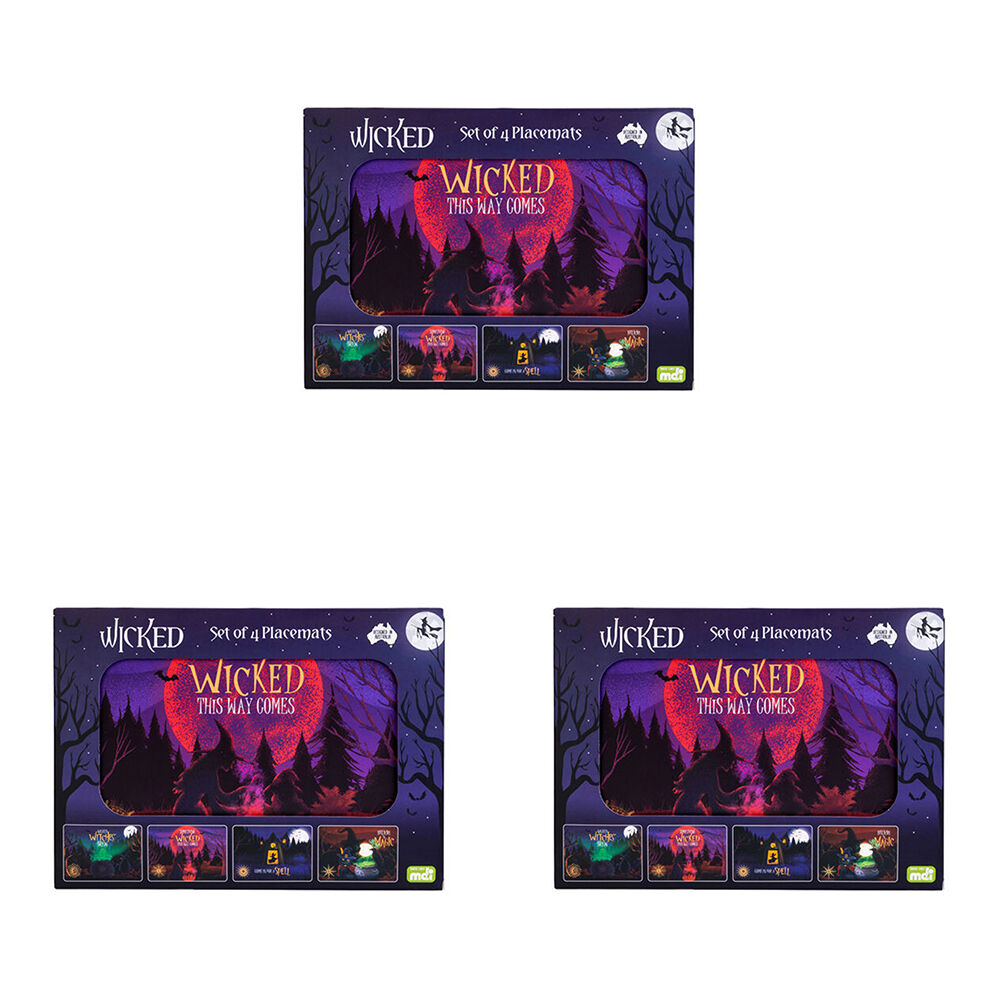 3x 4pc MDI Cord-Backed Heat-Resistant Placemat Set 29x21.5x0.5cm Wicked