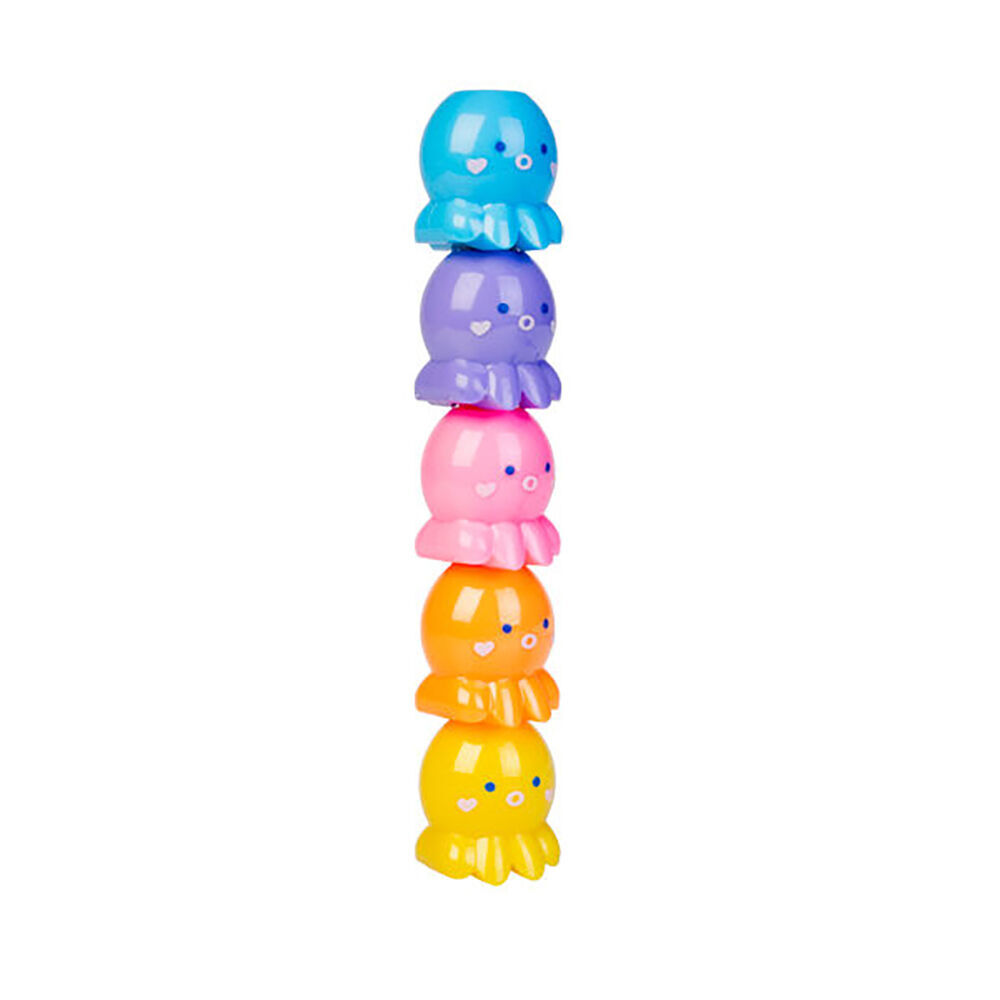 4PK Aquaworld Stackable Highlighters Writing Stationery Octopus Assorted