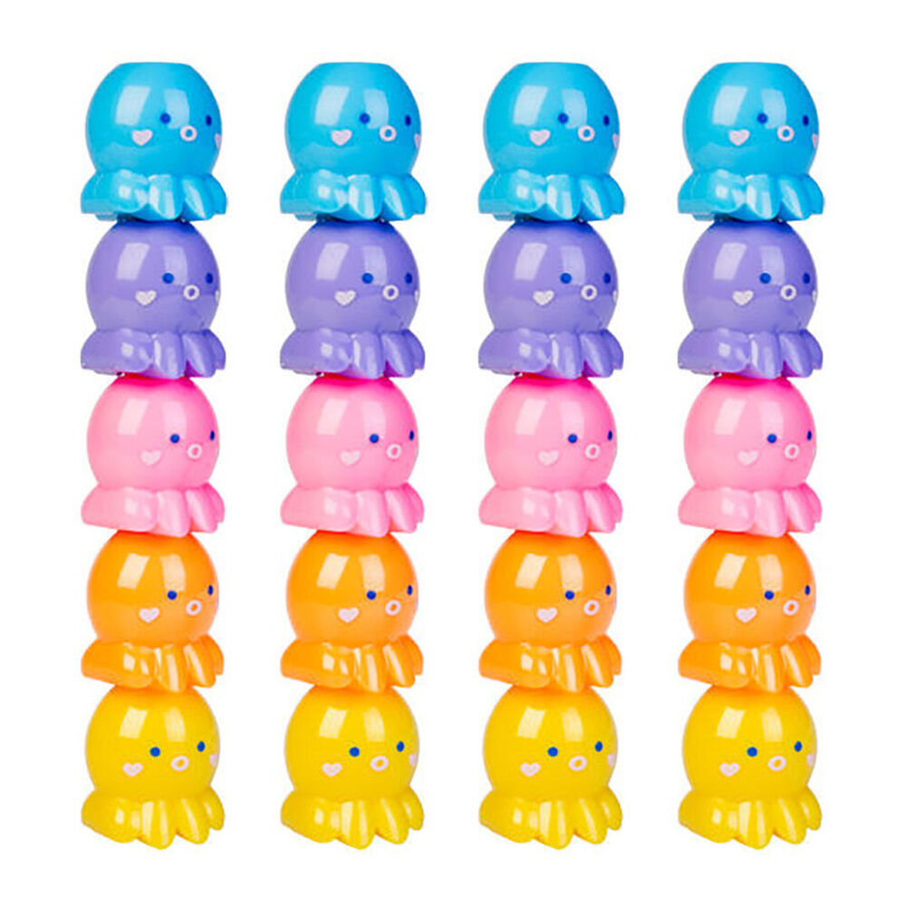 4PK Aquaworld Stackable Highlighters Writing Stationery Octopus Assorted