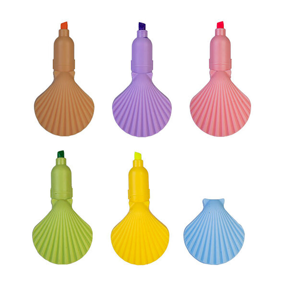 8PK Aquaworld Stackable Highlighters Writing Stationery Seashells Assorted