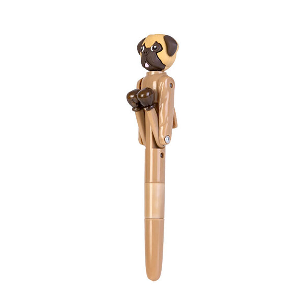 12PK Pug Pen Boxing Ballpoint Ink School Supplies Writing Stationery 19cm Brown