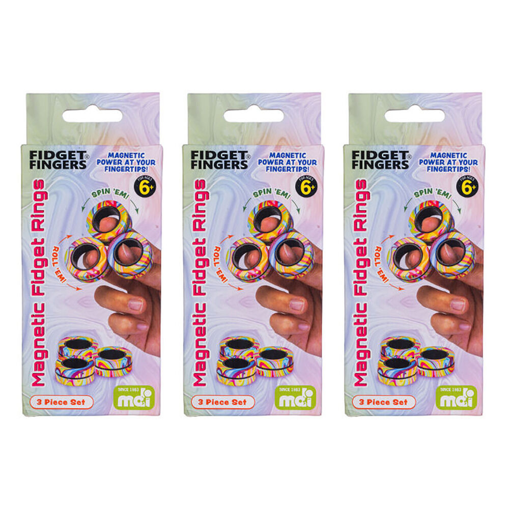 3PK MDI Magnetic Fidget Rings Stress Relief Toy Desk Gadget 3.2x3cm